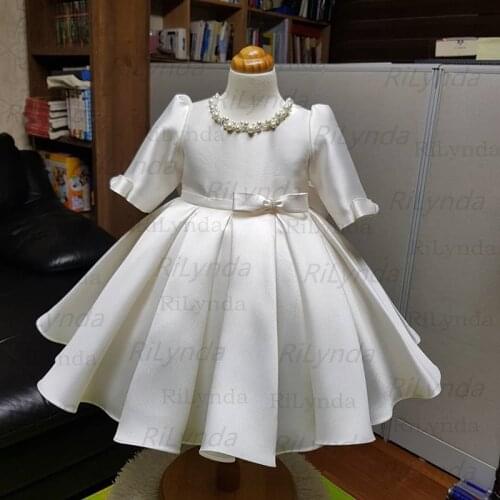 Ivory Flower Girls Pageant DressesUp Sleeveless O-Neck Ball Gown Holy Communion Dresses Hot Vestidos De Comunion