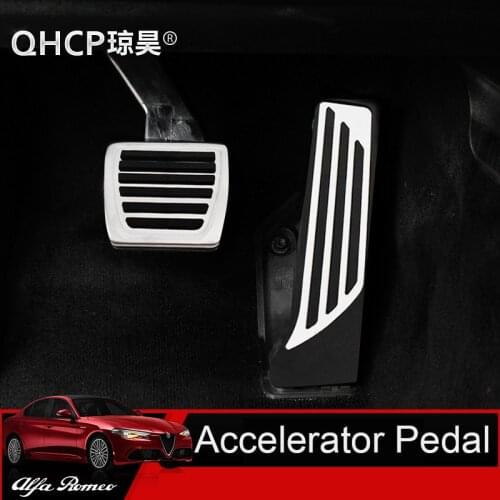 QHCP Stainless Steel Gas Brake Footrest Pedal Cover Accelerator Pedal No Drilling Clutch Plate Fit For Alfa Romeo Giulia Stelvio