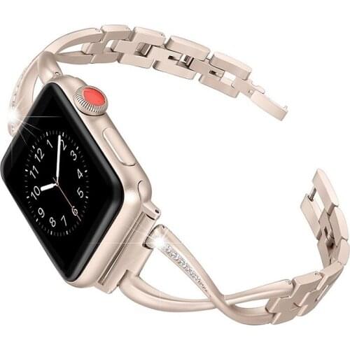 Women Wristband Strap for Apple Watch se diamond Bands 38mm/42 40 44mm Stainless Steel Bracelet for iwatch series 6 5 4 3 2 1