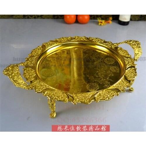Luxury fashion fruit plate quality alloy pallet home fashion gold big fruit plate ktv big fruit dish food dish gold color