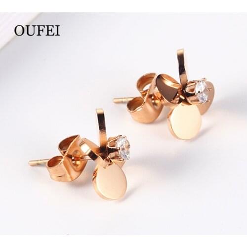 OUFEI Flower Earrings Charm Crystal Stud Earrings For Women Stainless Steel Jewelry Woman Vogue 2019 Fine Jewelry Accessories