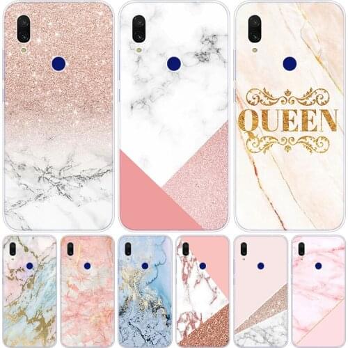 Chic Pink Marble Pretty Silicone Case for Xiaomi Redmi K20 5X 6X Play A1 A2 8 Lite 7A 6A S2 Y2 Y3 Note 4 4X 5 6 7 Pro F1 Cover