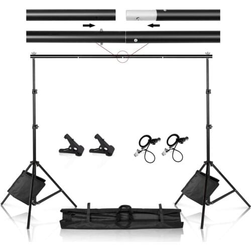 Photography Studio Photo Video Tall Backdrop Stand Frame Background Support System Kit with Clamp Sand Bag Carry Bag