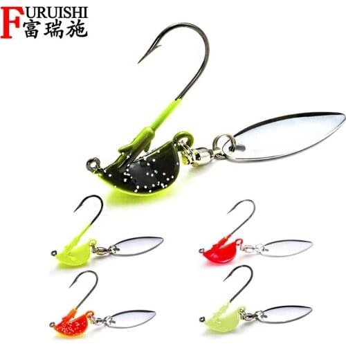 Sunmile Chatterbait Worm Hook Jig Head Spinner Bait Fishing Lures 5g Mustad Hook Willow Blade Spinner Bait