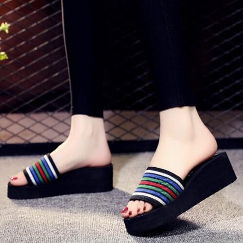 Beach Slippers Women Summer Casual Platform Shoes Women Wedges Slippers Home Comfort 7/5/3cm Heel Shoes Women Slippers New