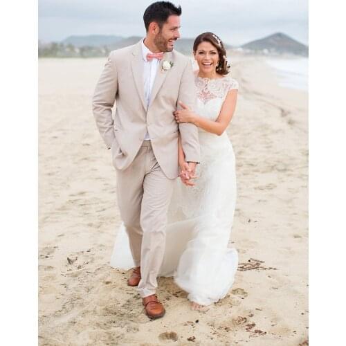 TPSAADE Wedding Suits For Men Casual Summer Beach Groom Best Man Party Prom Suit Male Blazer 2 Pieces Costume Homme Mariage