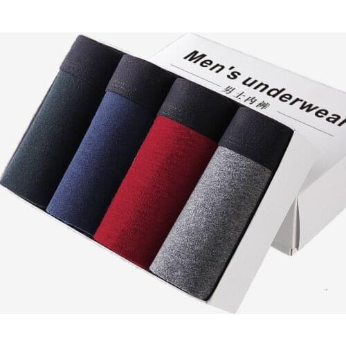 4pcs mens underwear boxers cotton underwear for men solid shorts classical underpanties