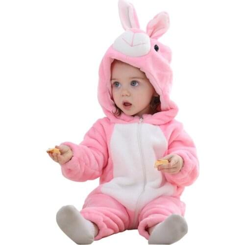 Anyongzu Unisex Animal Zipper Hooded Baby Spring And Autumn Flannel Clothes cartoon costume with hat and trousers