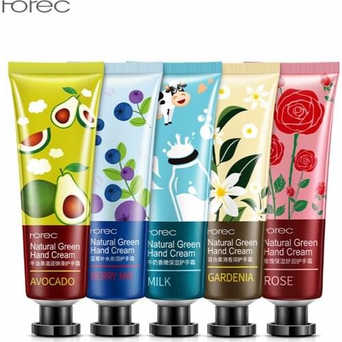 5pcs/lot Green Plant Extract Fragrance Whitening Moisturizing Nourishing Hand Cream Suit Anti Chapping Hand Care Lotion Beauty
