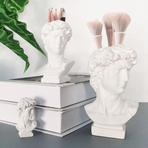 Resin Vase Home Decoration Flower Pot Sculpture Statue Makeup Brush Holder Pen Holder Storage Box Nordic Decoration Art Model