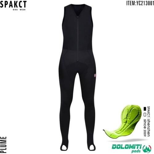 SPAKCT Couple Cycling Pants Windproof Vest Design Autumn Winter Cycling Bib Pants One-piece Bib Full Length Trousers Italy Pad