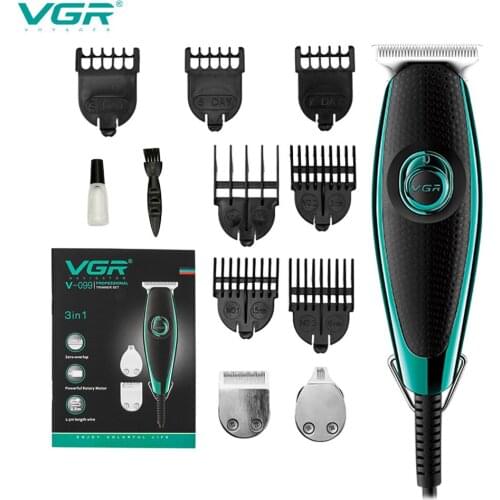 VGR Multi-Function Hair Clipper With Wire Electric Hair Clipper 3 Blades High Power Professional Plug-In Blades strong washin
