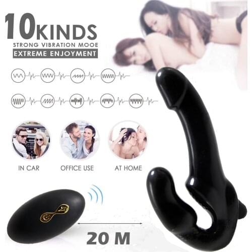10 Speed Strapless Strapon Dildo Vibrator Wireless Remote Women Double Vibrating Lesbian G Spot Adult Sex Toys for Female Couple