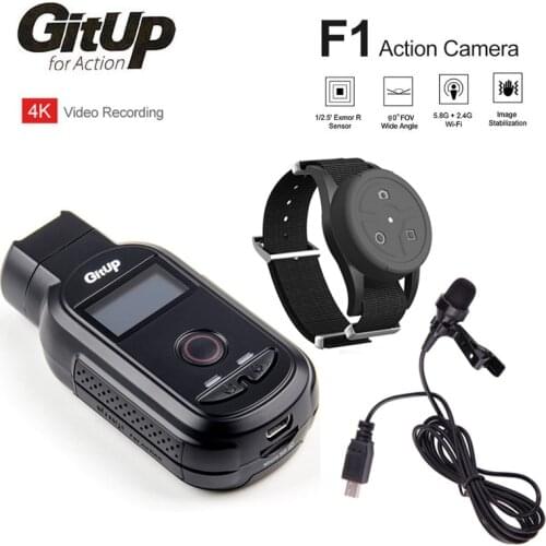 GitUp F1 90 Degree 4K 2160P FPV WiFi Action Cam Time Lapse Outdoor Video Dash Cam Recorder W/ Remote Control External Microphone