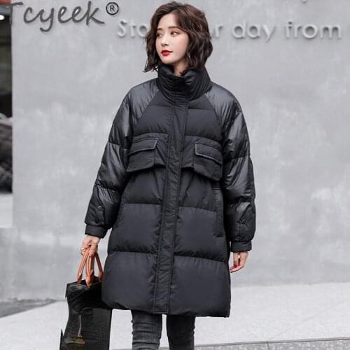 Tcyeek Womens Coats Winter High Quality Down Jacket for Women Warm Long Loose Parkas Famale Clothes Korean Abrigo Mujer SQQ500