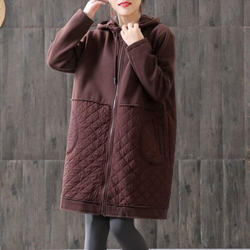 2019 Autumn And Winter Women Trench Coat Fashion Hooded Plus Cotton Overcoat Female Windbreaker Casual Long Outerwear Top R612