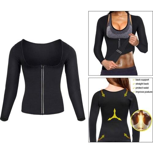 Women Sauna Suit Waist Trainer Neoprene Shirts for Sport Workout Corset Heat Body Shaper Slimming Long Sleeve Sweat Shirt Tops