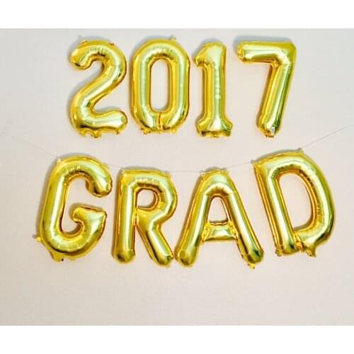 Gold or silver 2017 grads class of 2018 letter balloons school class reunion banners photo backdrops party decorations