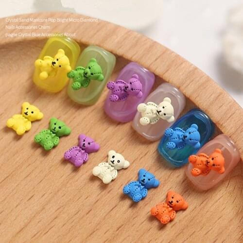 2pcs Cute Bear 3D Nail Decorations Web Celebrity Nail Accessories Teddy Manicure Japanese Style DIY for Nails Design