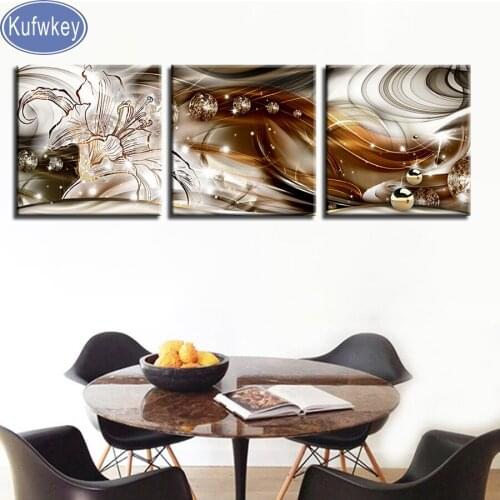 3 pcs set,DIY 5D Diamond Embroidery Beautiful Lily Flower mosaic,Needlework,Square Diamond Painting Home Decor,new year gift