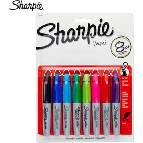 4/8pcs Sharpie 35113 Compact Mini Marker with Keychain Carrying Oily Marker Stationery Dust-Free Purification Marker