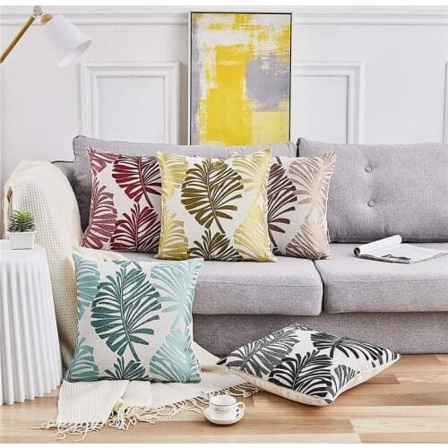 45*45 Bronzing Leaf Decorative Sofa Cushion Cover Pillowcase Living Room Linen Cotton Nordic Home Decor Pillowcover 40775