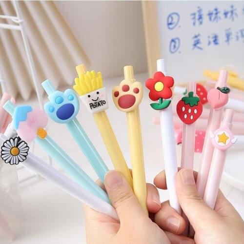 60 pcs/lot Creative Cat Paw Fruit Flower Gel Pen Cute 0.5mm Black ink Signature Pens Promotional Gift Stationery School Supplies