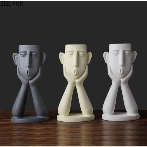 Abstract Figures Flower Vase Flower Pots Decorative Sculpture Desktop Storage Ornaments Character Resins Figurines Home Decor