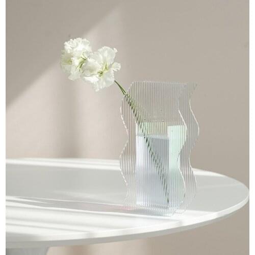 Acrylic Flower Vase Nordic Tabletop Desktop Geometric Decor Dry Flower Daybreak Flowers Holder Studio Wedding Centerpieces