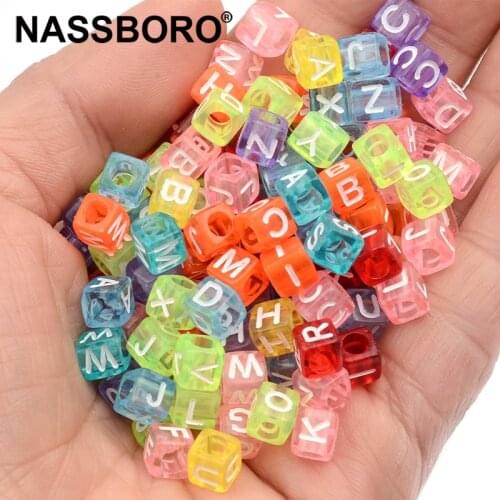 100pcs 6mm Mixed Transparent Cube Charms Acrylic Beads Loose Spacer Beads for Jewelry Makeing DIY Handmade Bracelet Accessories