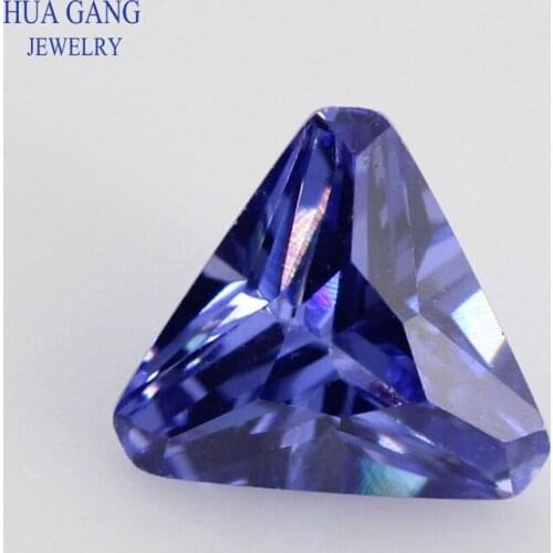 Tanzan Blue Triangle Cut Corner Shape Cubic Zirconia Brilliant Cut Loose CZ Stone Synthetic Gems Beads For Jewelry 4x4-10x10mm