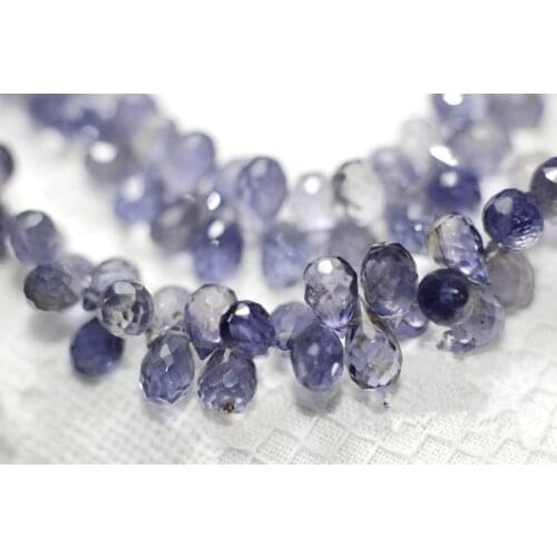 One PIECE loose beads IOLITE drop faceted 7-8mm for DIY jewelry making FPPJ wholesale beads nature gem stone
