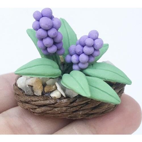 M02-X035 children baby gift Toy 1:12 Dollhouse mini Furniture Miniature rement Purple hyacinth potted 1pcs