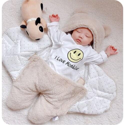 Fleece Anorak Hooded Cloak Spring/Winter Thicken Warm Blanket Outdoor Velcro Tightly Swaddle Clothing Your Newborn Baby 0~3Month