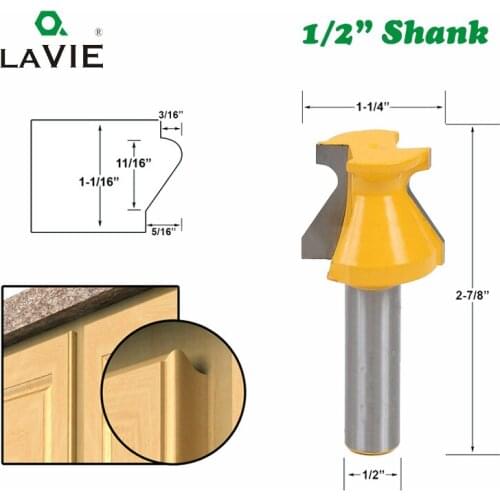 LAVIE 1pc 12mm 1/2" Shank Door Lip & Finger Grip Router Wood Concave Cleaning Milling Cutter Solid Hardened Steel Bits 03091