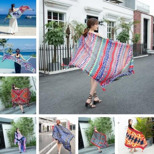 10 styles 90*180cm Thicken Twill cotton Pareo Beach Cover-Ups Women Large Wrap Scarf Swimsuit Bikini Cover Up Beach Sarong Mats