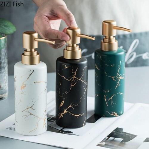 Imitation Marble Ceramics Bathroom Supplies Soap Dispenser Lotion Bottle Modern Household Ceramic Bottle Bathroom Accessories