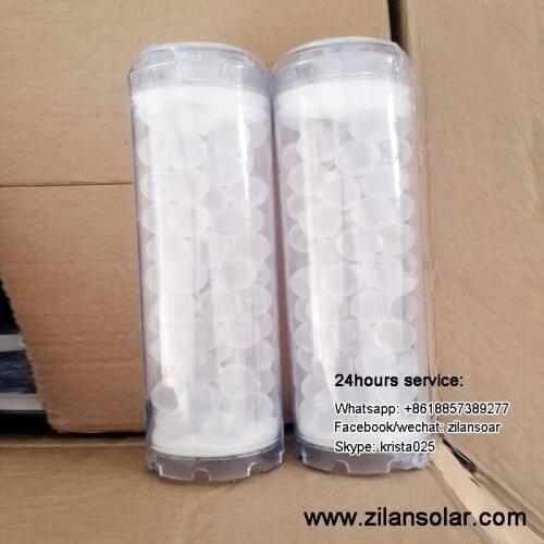 10" water filter cartridge with polyphosphate salt in round ball