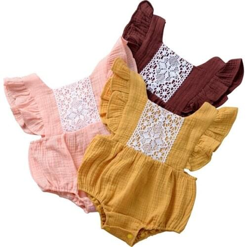 Baby Girls Summer Clothes Newborn Jumpsuit Infant Cotton Shorts Ruffle Sleeve Romper 0-24 Month
