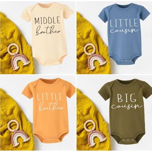 Big/little Brother/cousin Cotton Romper Newborn Baby Unisex Bodysuit Boys Girls Casual Round Neck Jumpsuit Drop Shipping