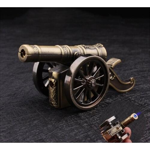 Creative Butane Turbo Lighter Metal Cannon Model Home Office Desktop Decoration Windproof Lighters for Smoking Cigar Lighter