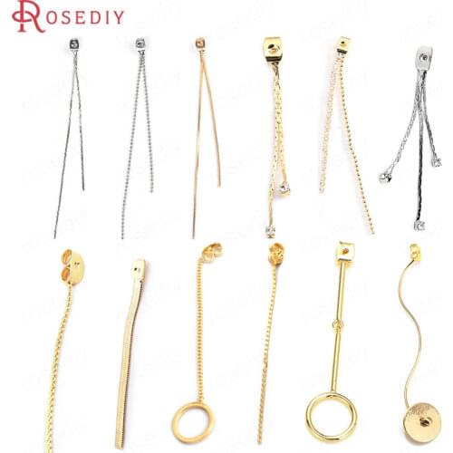 34948)10PCS 60MM 24K Gold Color Brass Circle Tassel Stud Earring Back Earring Stopper High Quality Accessories Jewelry Findings