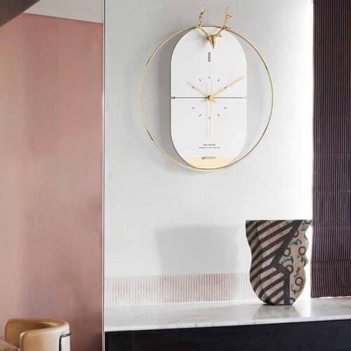 Deer Copper Creative Wall Clocks Silence Simple Nordic Sculpture Wall Clocks Modern Design Horloge Murale Home Fashion EK50bgz