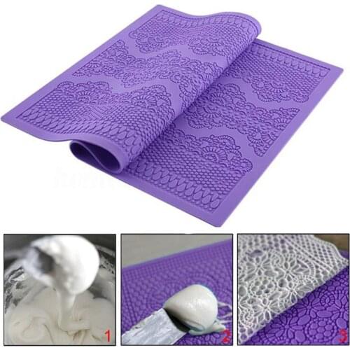 Newest Large Flower Lace Fondant Mold Sugarcraft Icing Mat Wedding Pastry Cake Decor 385X285mm