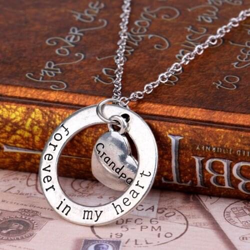 New Arrival Grandpa Necklaces Forever In My Heart Pendant Chain Necklace Men Family Jewelry Charm Grandfather Gifts Collier