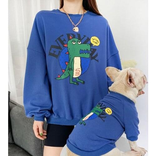New spring and autumn pet parent-child suit than panda clothes printing dog French bulldog clothing Korean long-sleeved sweater