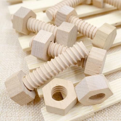 Educational Wooden Screw Nut Block Assembling Matching Game Toy Natural Wood Hands-On Teaching Aid Development Toys for Children