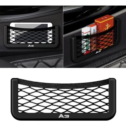 Car Seat Side Back Storage Net Bag Phone Holder Pocket Organizer Phone Pen Card Debris Storage Bag for AUDI A3 Car Styling