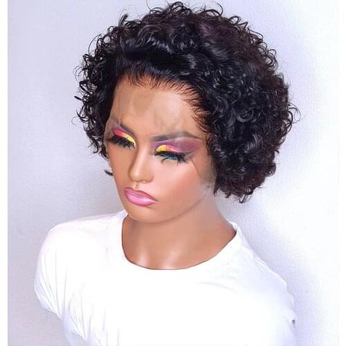 LS Peruvian Remy Kinky Curly Bob Wigs 13x4 Lace Front Human Hair Wigs 150 Density 4x4 Short Deep Wave Curly Bob Lace Closure Wig