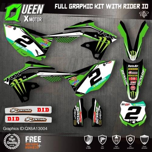 Queen X MOTOR Custom Team Graphics Decals Stickers Kit For Kawasaki Decal 2013 2014 2015 2016 KXF 250 004